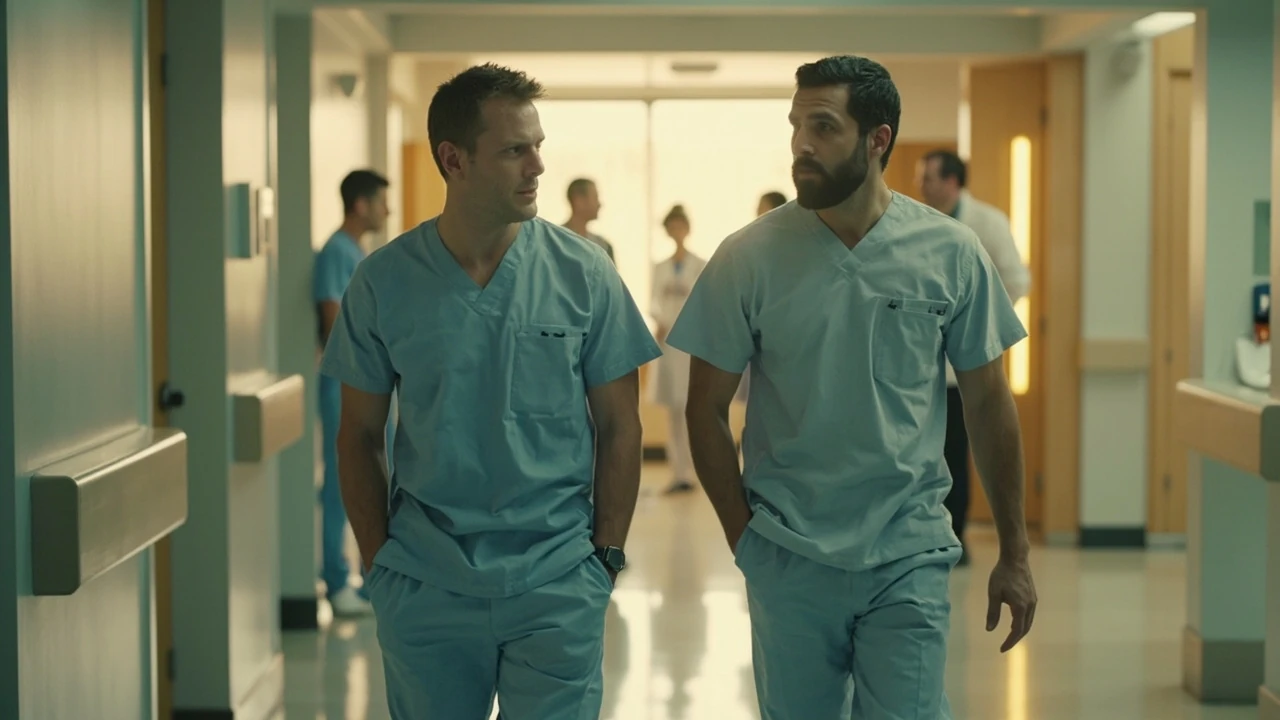 scrubs reboot Krankenhaus-Sitcom Besetzung am Set von Sacred Heart